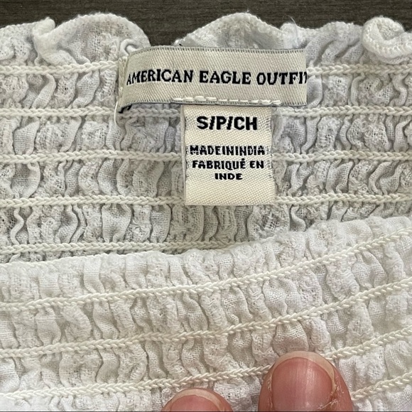 American Eagle Outfitters off the shoulder peplum white crop top size S - Picture 6 of 8